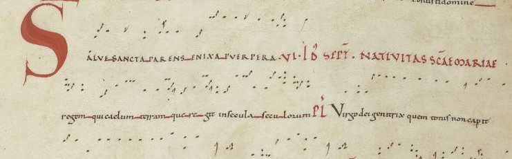 Salve Sancta Parens in het manuscript van Albi (elfde eeuw)